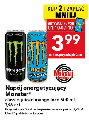 Napój energetyzujący Monster classic promocja w LEWIATAN