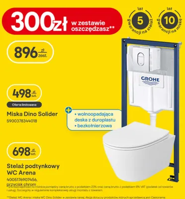 Zestaw: Stelaż podtynkowy WC Arena + miska Dino Solider promocja w Castorama
