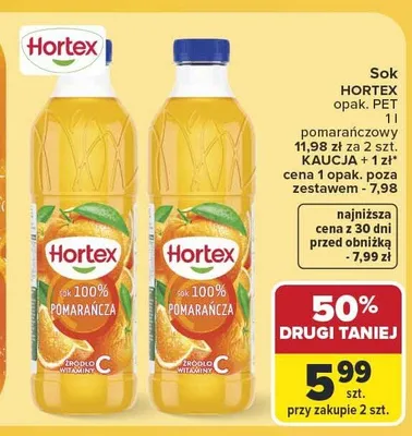 Sok pomarańczowy Hortex promocja w Carrefour