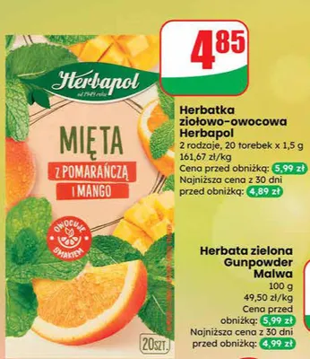 Herbata zielona Gunpowder promocja w Dino