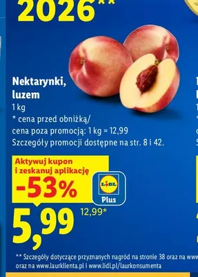 Nektarynki luzem promocja w Lidl