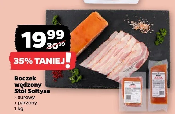 Boczek wędzony surowy, parzony promocja w Netto