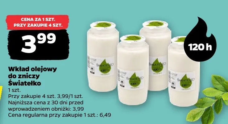 Wkład olejowy do zniczy Światełko promocja w Netto