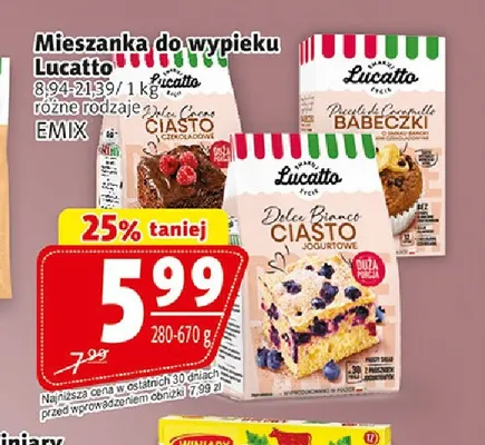 Mieszanka do wypieku Dolce Bianco ciasto jogurtowe Lucatto promocja w Prim Market