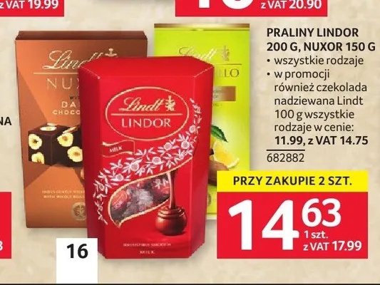 Praliny Lindt Nuxor promocja w Selgros