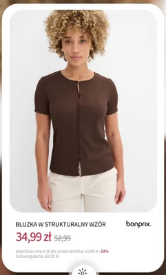 Bluzka damska Bonprix w strukturalny wzór promocja w bonprix