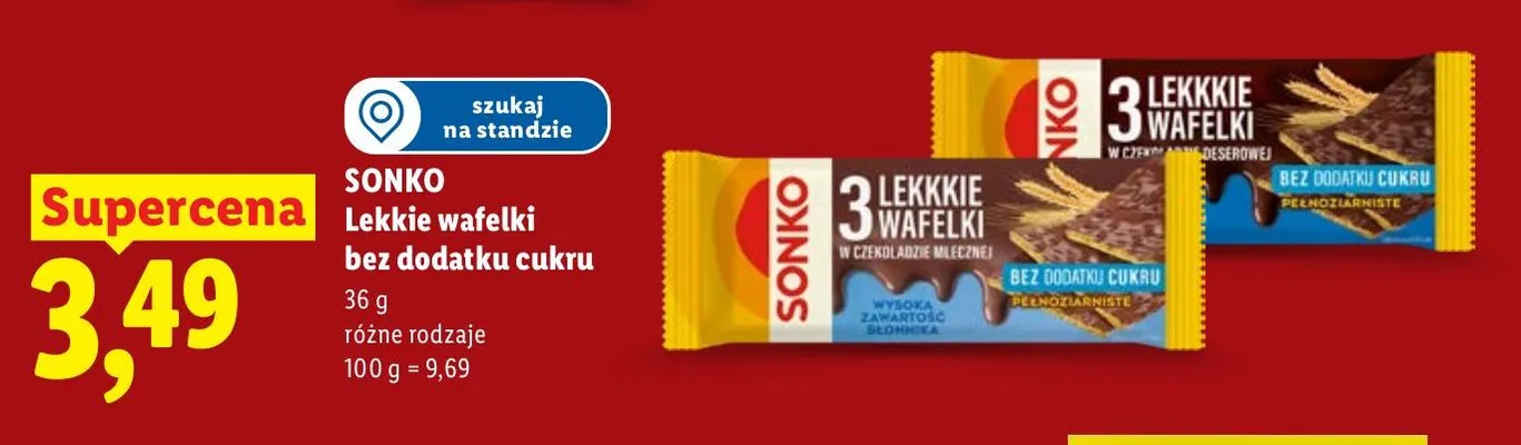Lekkie wafelki bez dodatku cukru promocja w Lidl