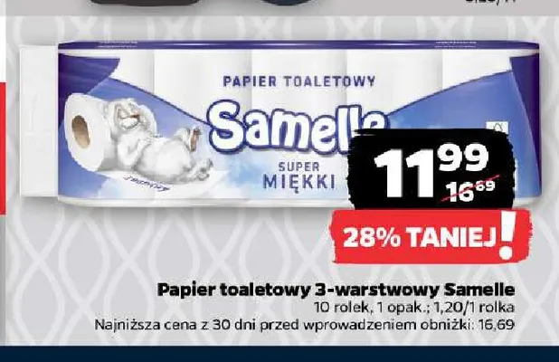 Papier toaletowy 3-warstwowy Samelle 10-pak promocja w Netto