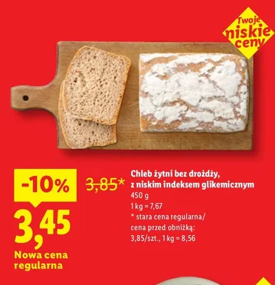 Chleb żytni bez drożdży z niskim indeksem glikemicznym promocja w Lidl