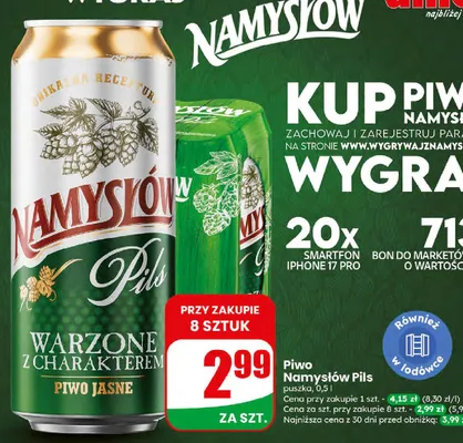 Piwo jasne Namysłów Pils promocja w Dino