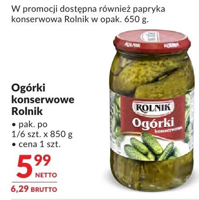 Ogórki konserwowe Rolnik promocja w Makro