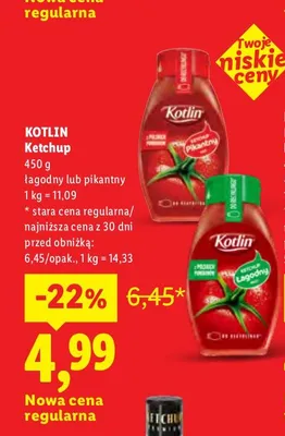 Ketchup łagodny Kotlin promocja w Lidl