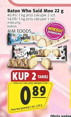 Baton Who Said Moo mleczny AIM FOODS promocja w Prim Market