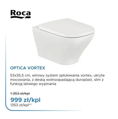 Miska WC wisząca Roca Optica Vortex promocja w Blu Salony Łazienek