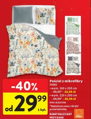Pościel z mikrofibry Faro 160x200 cm promocja w Intermarche