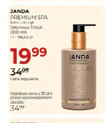 Krem do rąk Satynowy Dotyk Premium Spa Janda promocja w Drogerie Jawa