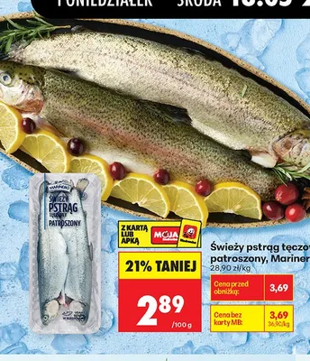 Świeży pstrąg tęczowy patroszony Marinero promocja w Biedronka