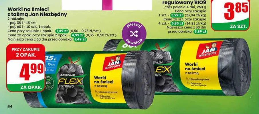 Worki na śmieci z taśmą Jan Niezbędny promocja w Dino