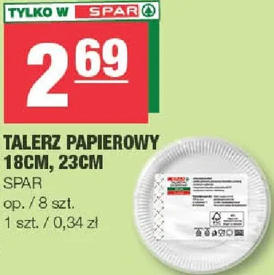 Talerz papierowy 18cm, 23cm promocja w SPAR