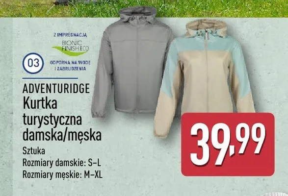 Kurtka turystyczna damska ADVENTURIDGE promocja w Aldi