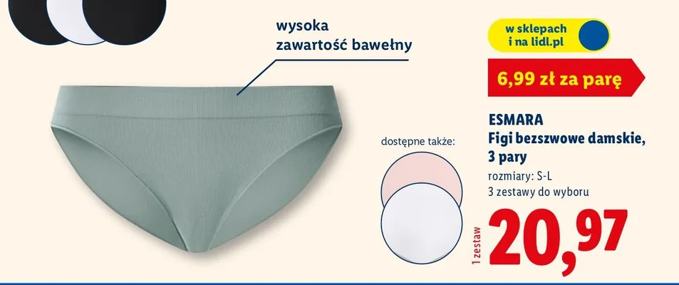 Figi bezszwowe damskie, 3 pary promocja w Lidl