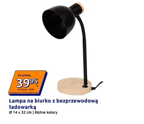 Lampa na biurko z bezprzewodową ładowarką promocja w Action