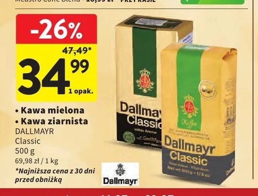 Kawa ziarnista Dallmayr Classic promocja w Intermarche
