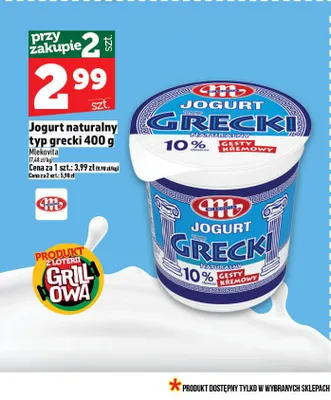 Jogurt naturalny typ grecki Mlekovita 400g promocja w TOPAZ