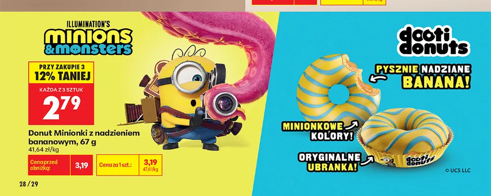 Donut Minionki z nadzieniem bananowym Dooti Donuts promocja w Biedronka