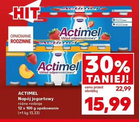 Napój jogurtowy truskawkowy 12-pak Actimel promocja w Kaufland