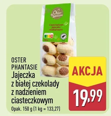 Jajeczka z białej czekolady z nadzieniem ciasteczkowym promocja w Aldi