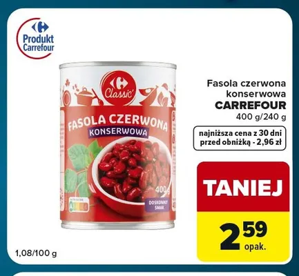 Fasola czerwona konserwowa Carrefour promocja w Globi