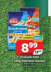 Orzeszki ziemne smażone i solone Felix promocja w Delfin