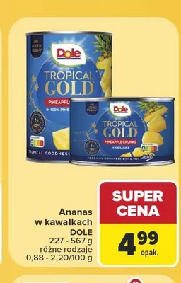 Ananas w kawałkach Dole promocja w Carrefour