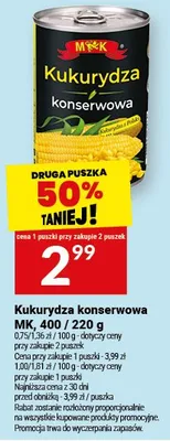 Kukurydza konserwowa MK, 400 / 220 g promocja w Twój Market
