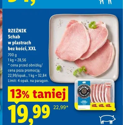 Schab w plastrach bez kości Rzeźnik XXL promocja w Lidl