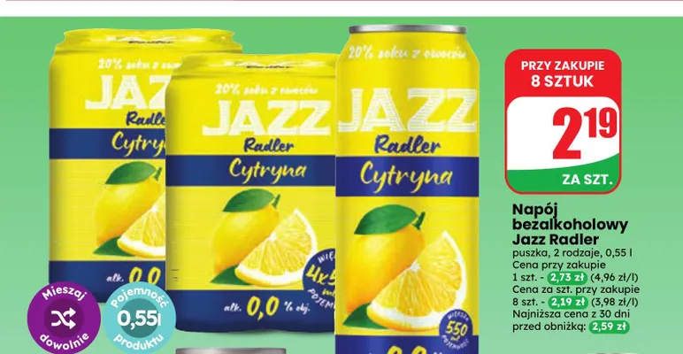 Napój bezalkoholowy Jazz Radler promocja w Dino