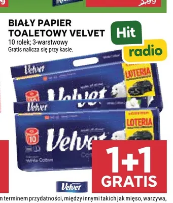 Biały papier toaletowy Velvet promocja w Stokrotka