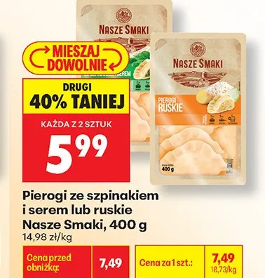 Pierogi ze szpinakiem i serem Nasze Smaki promocja w Biedronka