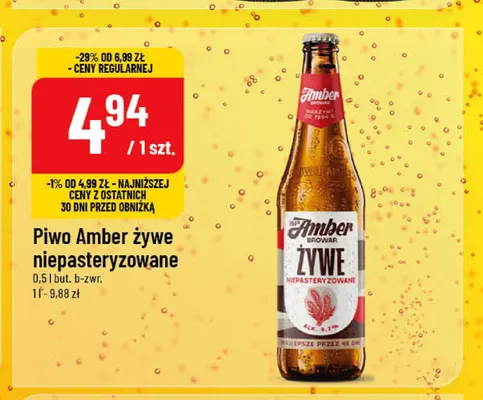 Piwo Amber Żywe niepasteryzowane promocja w POLOmarket
