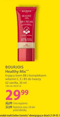Kryjący krem BB Healthy Mix z kompleksem witamin C, E i B5 do twarzy 02 vanilla Bourjois promocja w Hebe