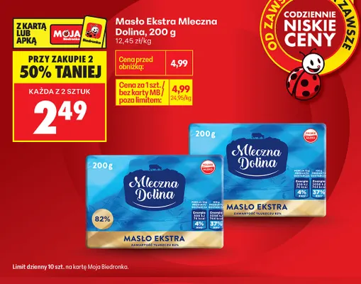 Masło ekstra Mleczna Dolina promocja w Biedronka