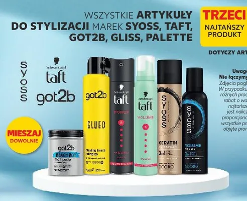 Produkty do stylizacji włosów Syoss, Taft, Got2B, Gliss, Palette promocja w Kaufland