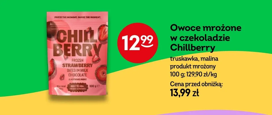 Owoce mrożone w czekoladzie Chillberry malina promocja w Żabka
