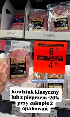 Kindziuk w plastrach Wędliniarnia Premium promocja w Aldi