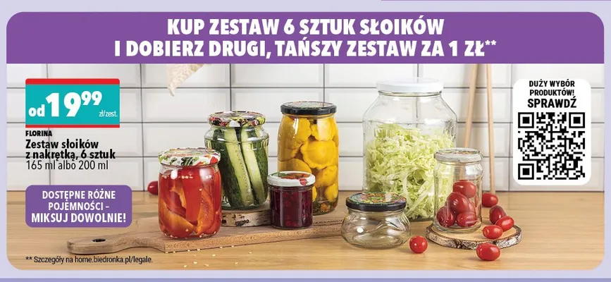 Zestaw słoików z nakrętką Florina 6 sztuk 165 ml promocja w Biedronka Home