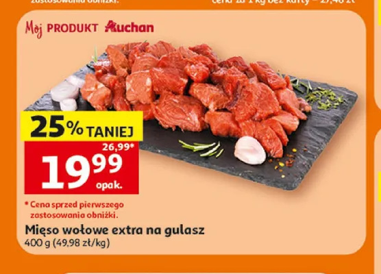 Mięso wołowe extra na gulasz Auchan promocja w Auchan