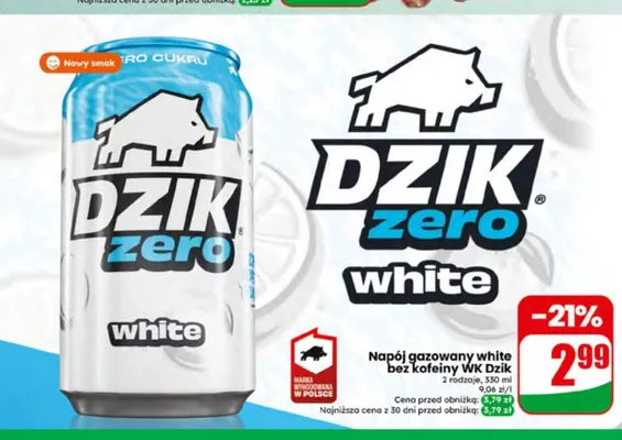 Napój gazowany white bez kofeiny WK Dzik promocja w Dino