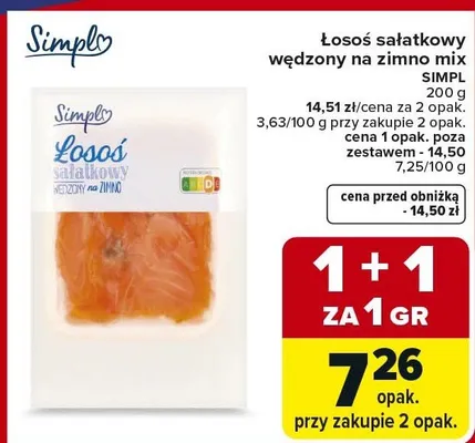 Łosoś sałatkowy wędzony na zimno mix promocja w Carrefour