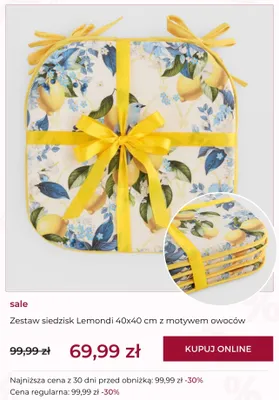 Zestaw siedzisk Lemondi 40x40 cm z motywem owoców promocja w home&you